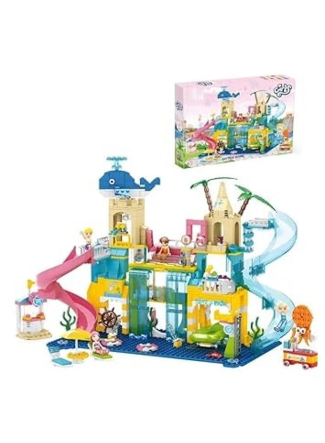 Splash Zone Adventure 715-Piece Water Park Building Blocks Multicolor Educational Track Toy for Creative Kids Age 3+ Perfect Gift for Boys & Girls