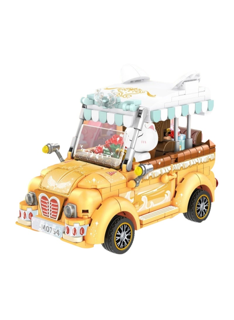 Yellow Car Model Set Building Blocks Creative Diy Assembly Simulation Building Assembly Toys Children Adult Home Furnishings