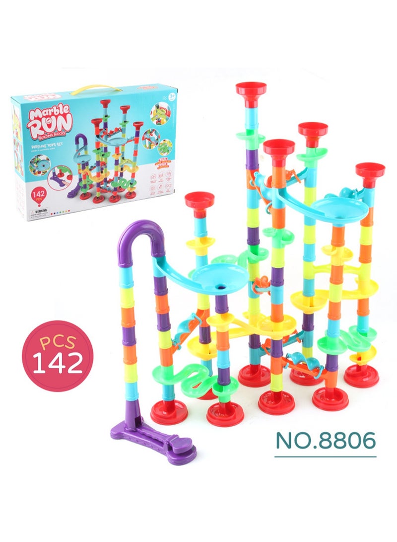 Ejection Ball Track Building Blocks Maze Changeable DIY assembly building blocks park set assembly science and education toys (8806 track building blocks 142 PCS)