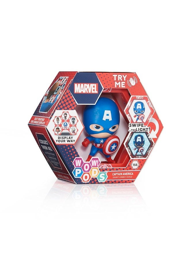 WOW PODS Avengers Collection  Captain America  Superhero LightUp BobbleHead Figure  Official Marvel Collectable Toys  Gifts 4 inches