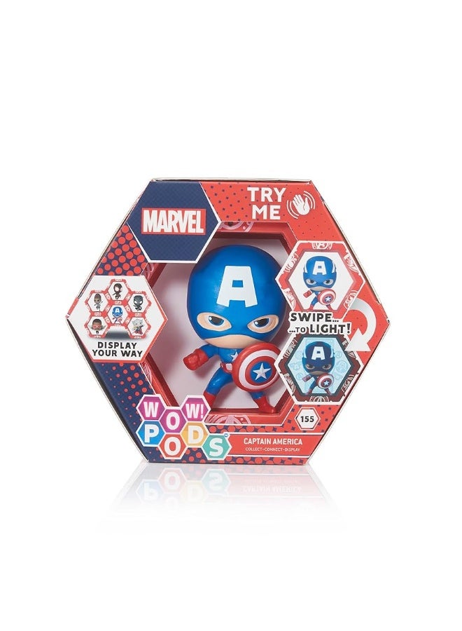 WOW PODS Avengers Collection  Captain America  Superhero LightUp BobbleHead Figure  Official Marvel Collectable Toys  Gifts 4 inches