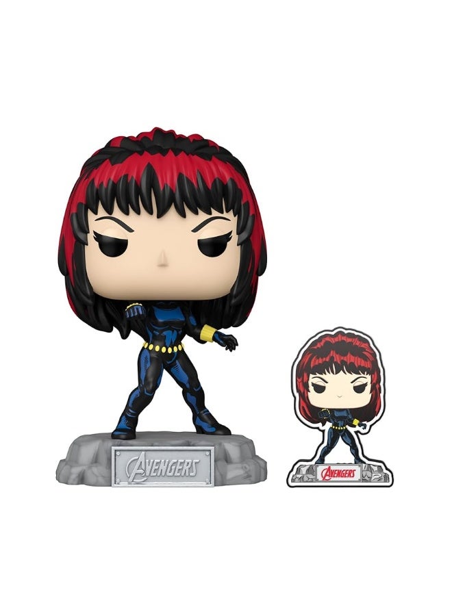 Funko Pop! & Pin: The Avengers: Earth's Mightiest Heroes - 60th Anniversary, Black Widow with Pin, Amazon Exclusive