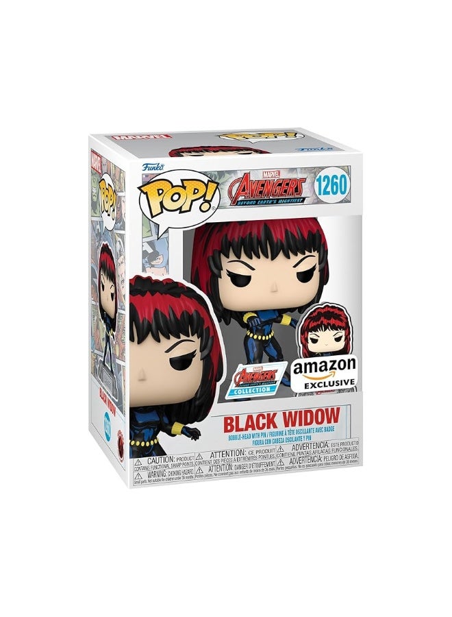 Funko Pop! & Pin: The Avengers: Earth's Mightiest Heroes - 60th Anniversary, Black Widow with Pin, Amazon Exclusive