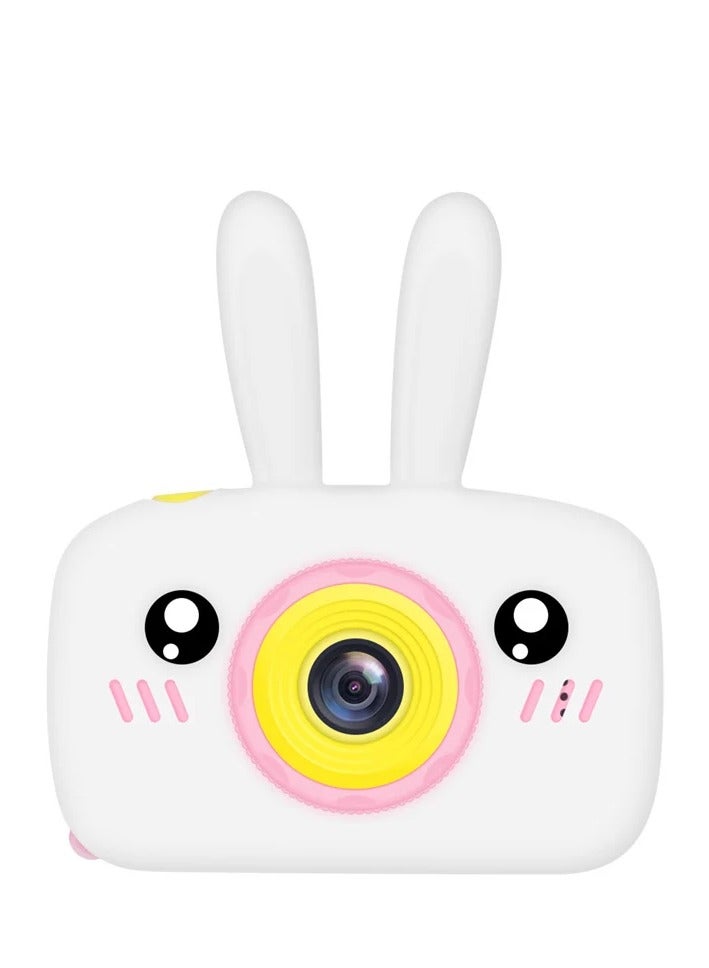 Children Camera Cartoon Rabbit 2 Color Display 1080P HD Video Recorder Auto Focus Auto Dimming Delay Capture Built-In Stickers & Mirror Effects Support Memory Card Rechargeable Kids Digital