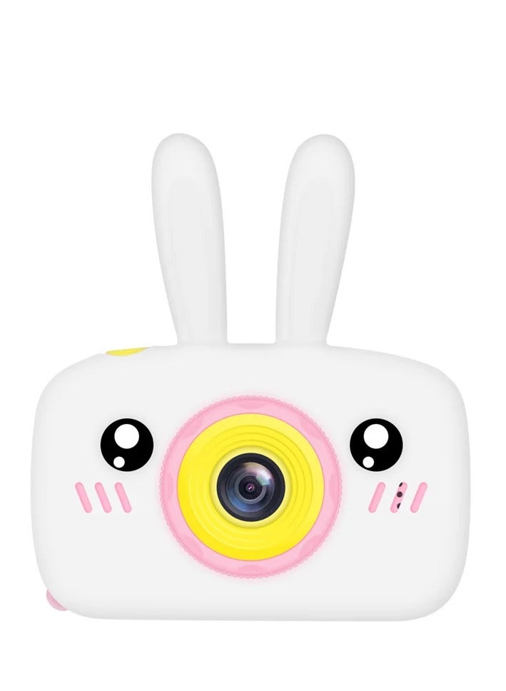 Children Camera Cartoon Rabbit 2 Color Display 1080P HD Video Recorder Auto Focus Auto Dimming Delay Capture Built-In Stickers & Mirror Effects Support Memory Card Rechargeable Kids Digital