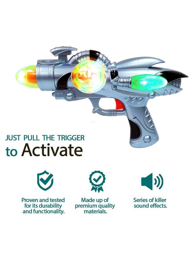 Electric Toy Space Gun Galactic Infinity Alien Blaster Pistol For Kids Pretend Play With Flashing Led Lights And Blasting Laser Fx Sounds (Style 1)