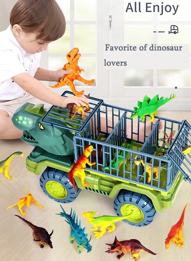 Large Dinosaur Truck Toys with 3 Dino Toys Playset Figures Carrier Truck Transport Vehicle Toy for Kids