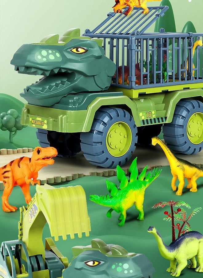 Large Dinosaur Truck Toys with 3 Dino Toys Playset Figures Carrier Truck Transport Vehicle Toy for Kids