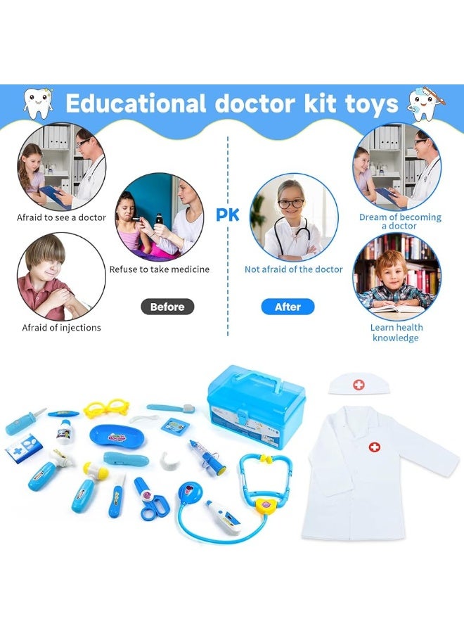 Doctor Kit for Toddlers 3-5 Kids Toys for 2 3 4 Year Old Girls Boys Dentist Doctor Set Costume Medical Kit Pretend Play Dress Up Educational Role Play Birthday Girls Gifts for Aged 2-4 3-5