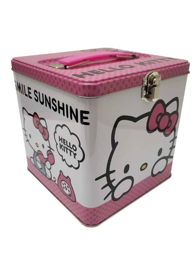 The Tin Box Company Hello Kitty Stack Store and Carry Tin. Stackable Tin Box with Handle,Pink and White, Storage Box, 5.75