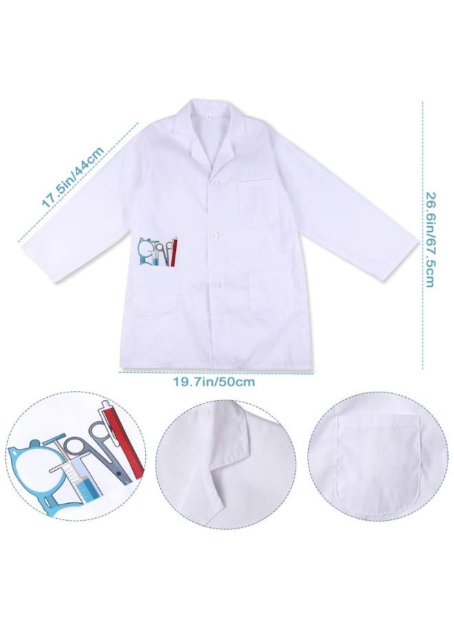 Doctor Costume Kit for Kids Dress up & Pretend Play Educational Toys with Doctor Coat, Stethoscope & Medical Set Birthday Gifts for Toddler Boys Girls Age 3 4 5 6 7 8 Years Old