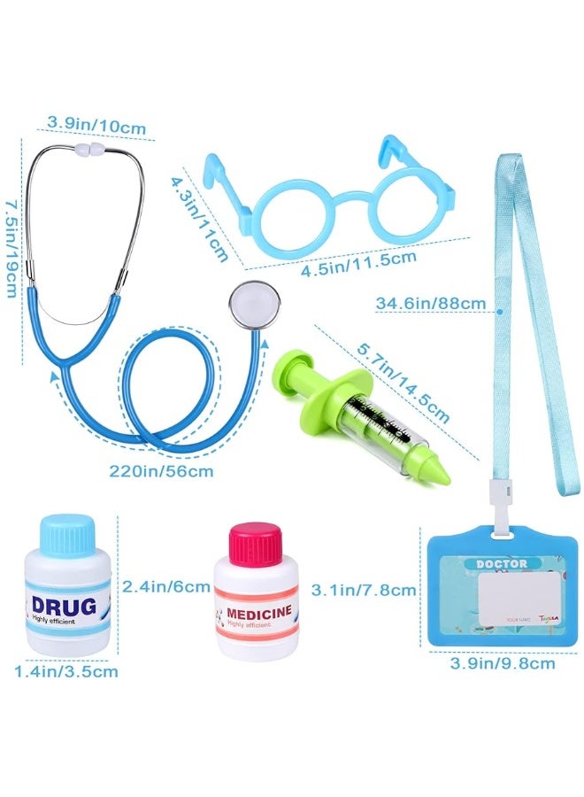 Doctor Costume Kit for Kids Dress up & Pretend Play Educational Toys with Doctor Coat, Stethoscope & Medical Set Birthday Gifts for Toddler Boys Girls Age 3 4 5 6 7 8 Years Old