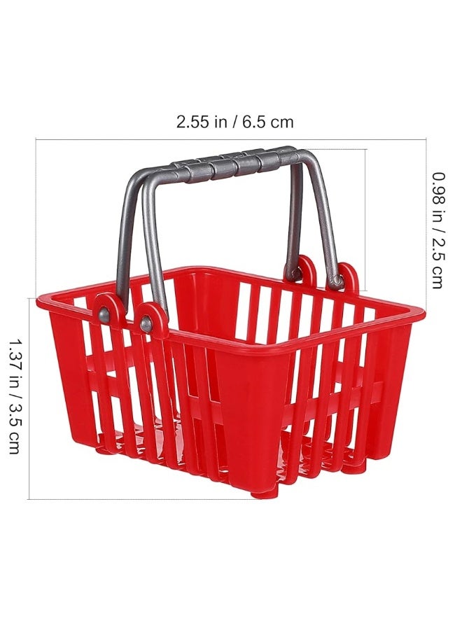 NUOBESTY 20Pcs Mini Supermarket Basket Small Shopping Basket Plastic Shopping Cart Grocery Basket with Handle for Dool House Kitchen Storage Ornament(Red and White) â€¦