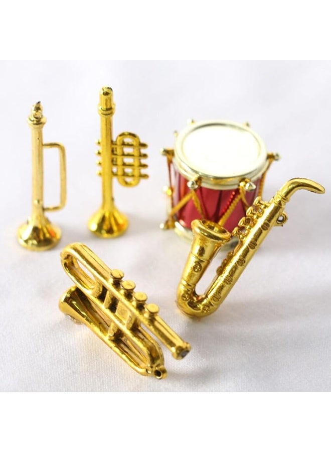 Toyvian Miniature Musical Instrument Set Plastic Saxophone Trumpet Drum Figurines Dollhouse Musical Instrument Models Ornament for Mini House Musical Room Furnishings