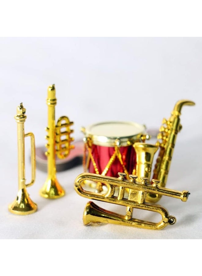 Toyvian Miniature Musical Instrument Set Plastic Saxophone Trumpet Drum Figurines Dollhouse Musical Instrument Models Ornament for Mini House Musical Room Furnishings