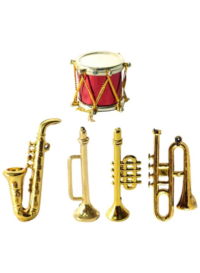 Toyvian Miniature Musical Instrument Set Plastic Saxophone Trumpet Drum Figurines Dollhouse Musical Instrument Models Ornament for Mini House Musical Room Furnishings