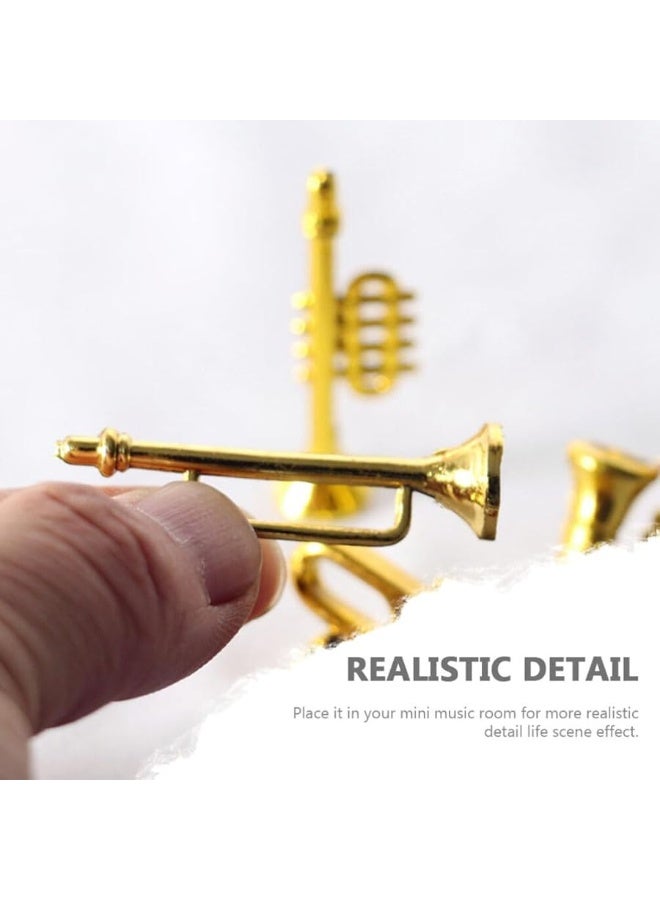 Toyvian Miniature Musical Instrument Set Plastic Saxophone Trumpet Drum Figurines Dollhouse Musical Instrument Models Ornament for Mini House Musical Room Furnishings