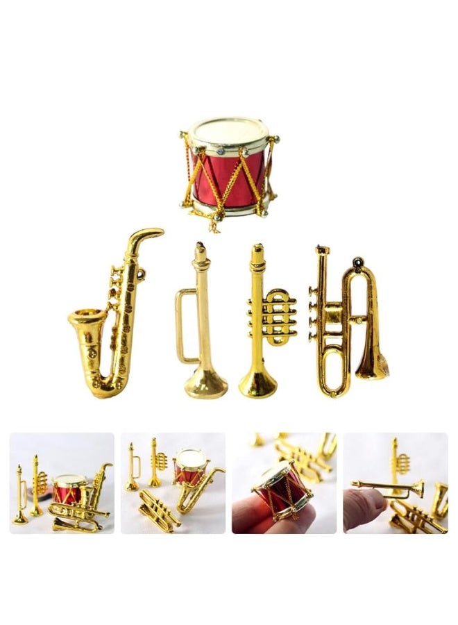 Toyvian Miniature Musical Instrument Set Plastic Saxophone Trumpet Drum Figurines Dollhouse Musical Instrument Models Ornament for Mini House Musical Room Furnishings