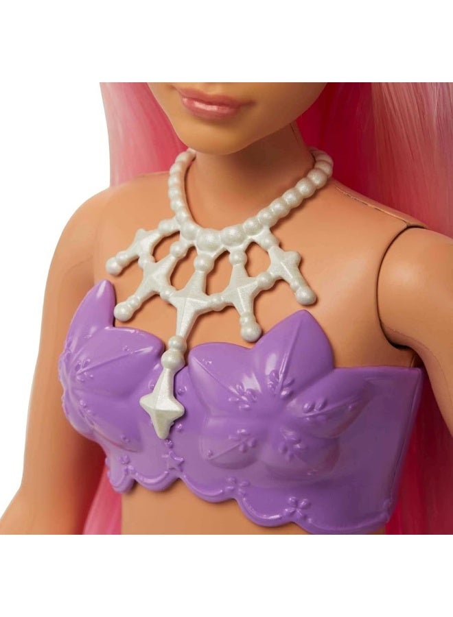 Barbie Dreamtopia Mermaid Doll with Curvy Body Pink Hair Pink Ombre Tail  Headband Accessory