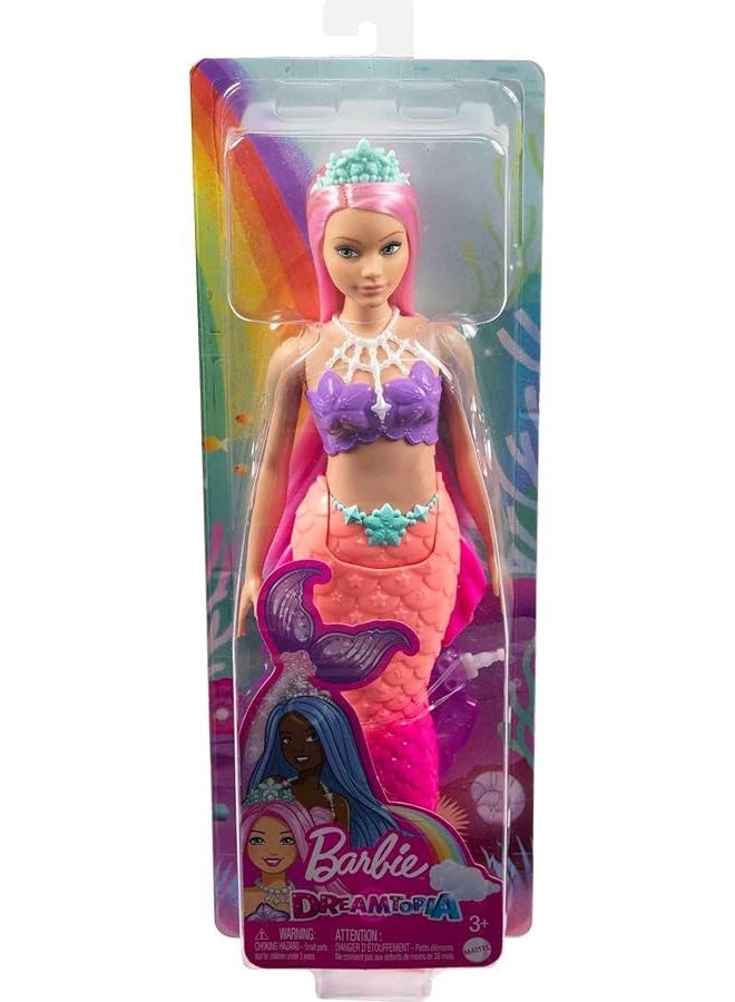 Barbie Dreamtopia Mermaid Doll with Curvy Body Pink Hair Pink Ombre Tail  Headband Accessory