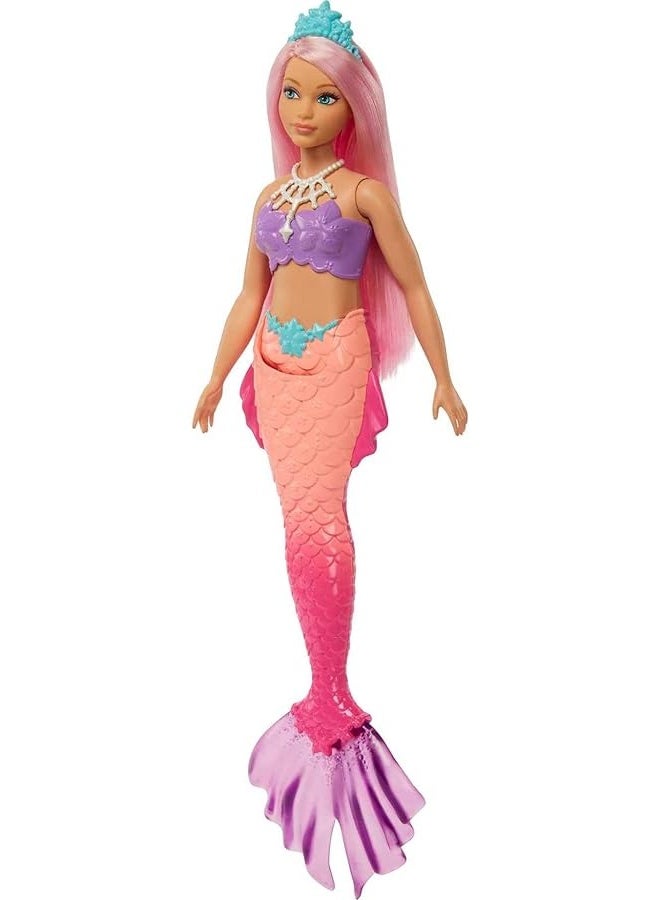 Barbie Dreamtopia Mermaid Doll with Curvy Body Pink Hair Pink Ombre Tail  Headband Accessory