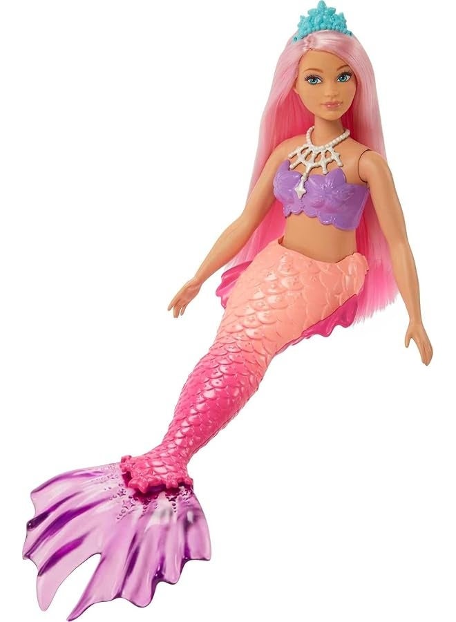 Barbie Dreamtopia Mermaid Doll with Curvy Body Pink Hair Pink Ombre Tail  Headband Accessory