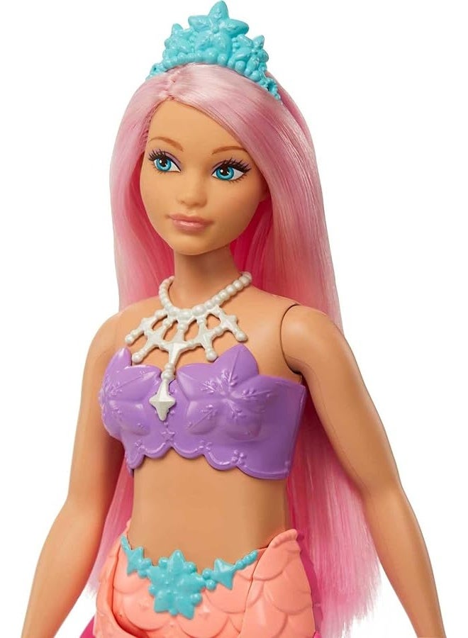 Barbie Dreamtopia Mermaid Doll with Curvy Body Pink Hair Pink Ombre Tail  Headband Accessory