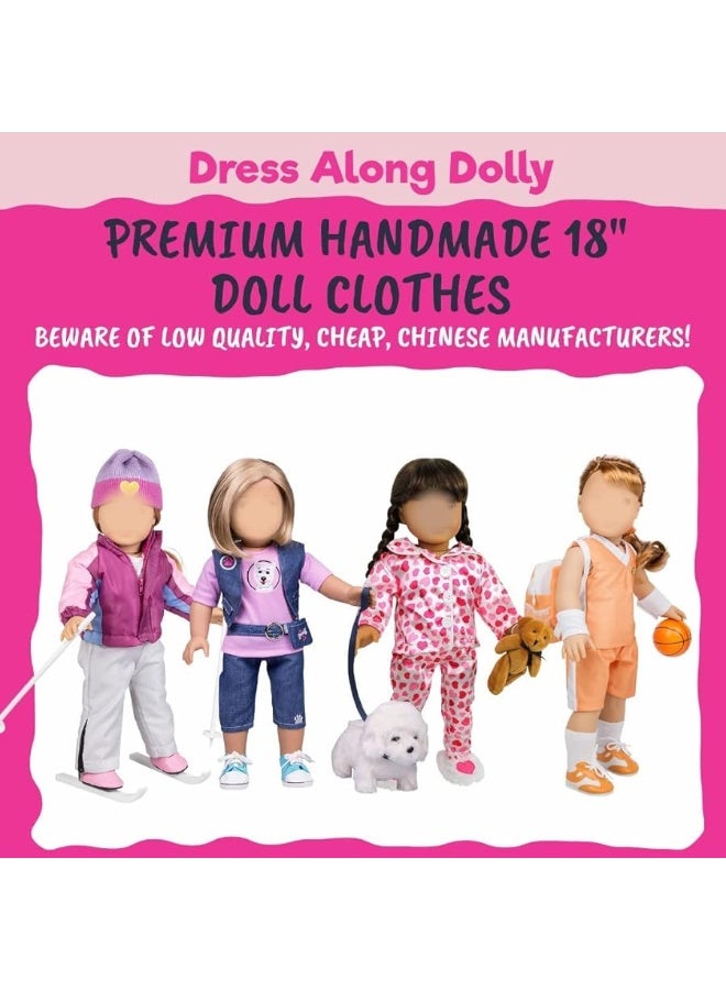 Summer Pool & Beach Dress Doll Clothes (3 Pc Set) - Outfit Includes Multicolored Polka Dot Sun Dress, Hat, & Sandals - Handmade, Premium Outfit & Accessories - Compatible with 18