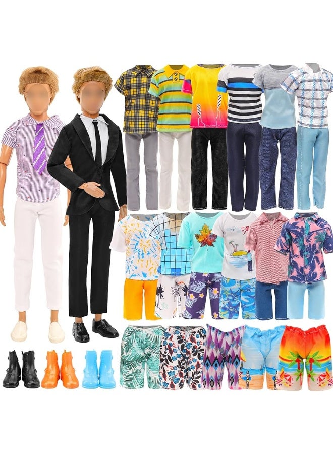 Miunana Lot 12 Items Doll Clothes for Boy Doll Include Random 4 PCS Casual Wear + 5 PCS Dolls Pants +3 Pairs of Shoes