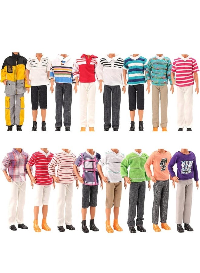 Miunana Lot 12 Items Doll Clothes for Boy Doll Include Random 4 PCS Casual Wear + 5 PCS Dolls Pants +3 Pairs of Shoes