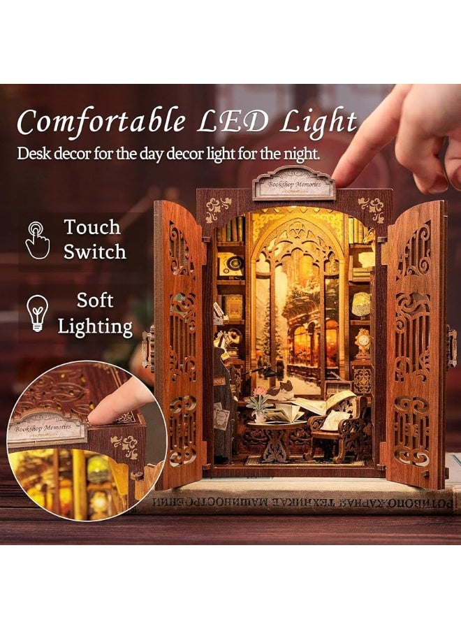 CUTEBEE Book Nook Kit - DIY Miniature House Kit for Adults and Beginners, 3D Wooden Puzzle Dollhouse Booknook Library Model Build Bookshelf Decor, Gifts for Family, Friends (Bookshop Memories)