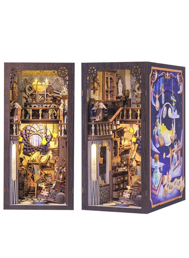 CUTEBEE Book Nook Kit, DIY Dollhouse Miniature House Booknook for Adults and Teens, Bookshelf Insert Decor, Bookends Model Build-Creativity Gift Kit for Friends and Family (Nebula Common Room)