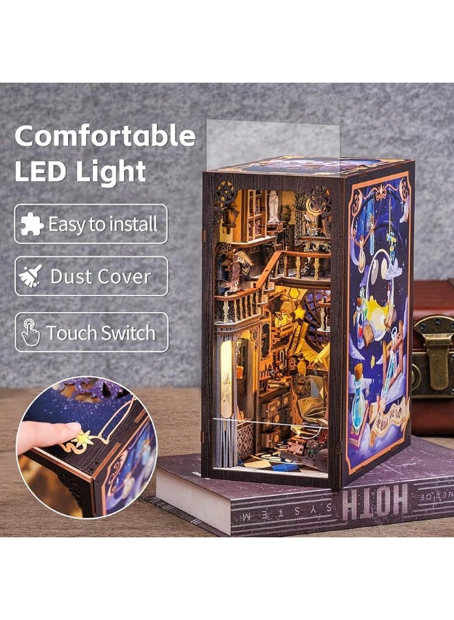 CUTEBEE Book Nook Kit, DIY Dollhouse Miniature House Booknook for Adults and Teens, Bookshelf Insert Decor, Bookends Model Build-Creativity Gift Kit for Friends and Family (Nebula Common Room)