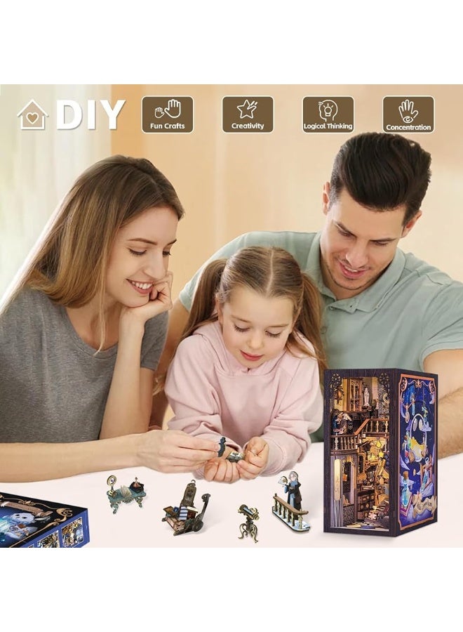 CUTEBEE Book Nook Kit, DIY Dollhouse Miniature House Booknook for Adults and Teens, Bookshelf Insert Decor, Bookends Model Build-Creativity Gift Kit for Friends and Family (Nebula Common Room)