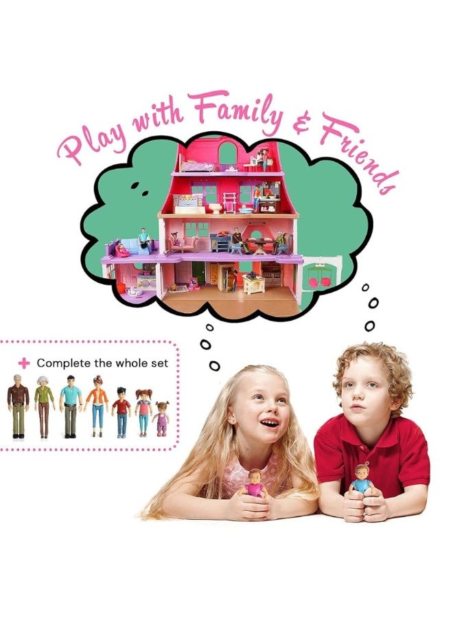 Beverly Hills Sweet Li'l Family Dollhouse People Action Figures Set of Baby Twins, Boy and Girl