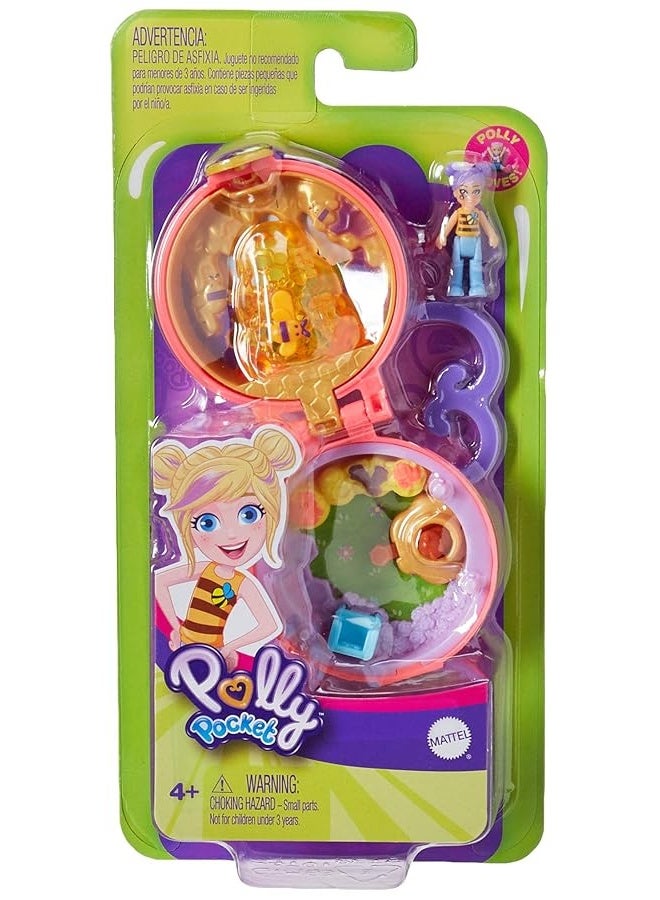 Polly Pocket Beekeeper Compact with Removable Beehive, Surprise Reveals, Photo Customization, Micro Doll with 5 Movable Joints, Great Gift for Ages 4 Years Old & Up