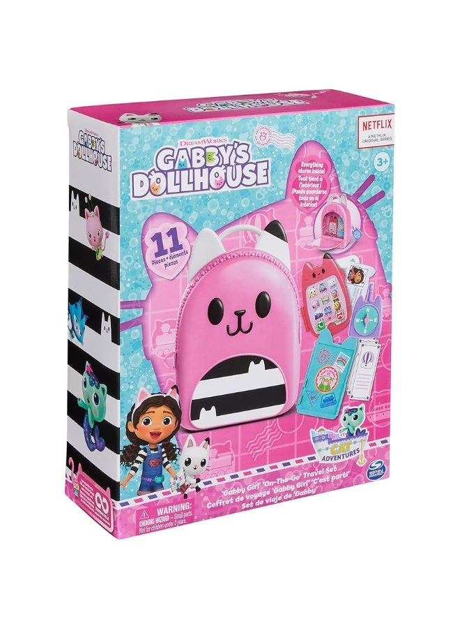 Gabby's Dollhouse, Gabby Girl On-The-Go Travel Set, Pretend Play Travel Toys, Toy Passport, Toy Phone and Compass Charm, Kids Toys for Girls & Boys 3+