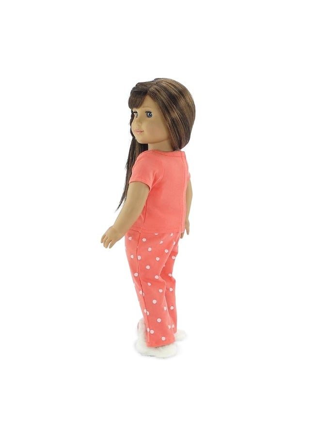 Emily Rose 18 Inch Doll Coral Polka Dot Pajamas PJs Gift Set, with 18