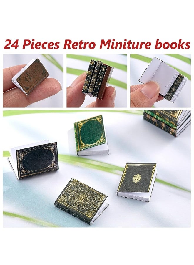 24 Pieces 1:12 Scale Miniatures Dollhouse Books Assorted Miniatures Books Dollhouse Mini Books Dollhouse Decoration Accessories Doll Toy Supplies for Christmas Pretend Play (Classic Style)