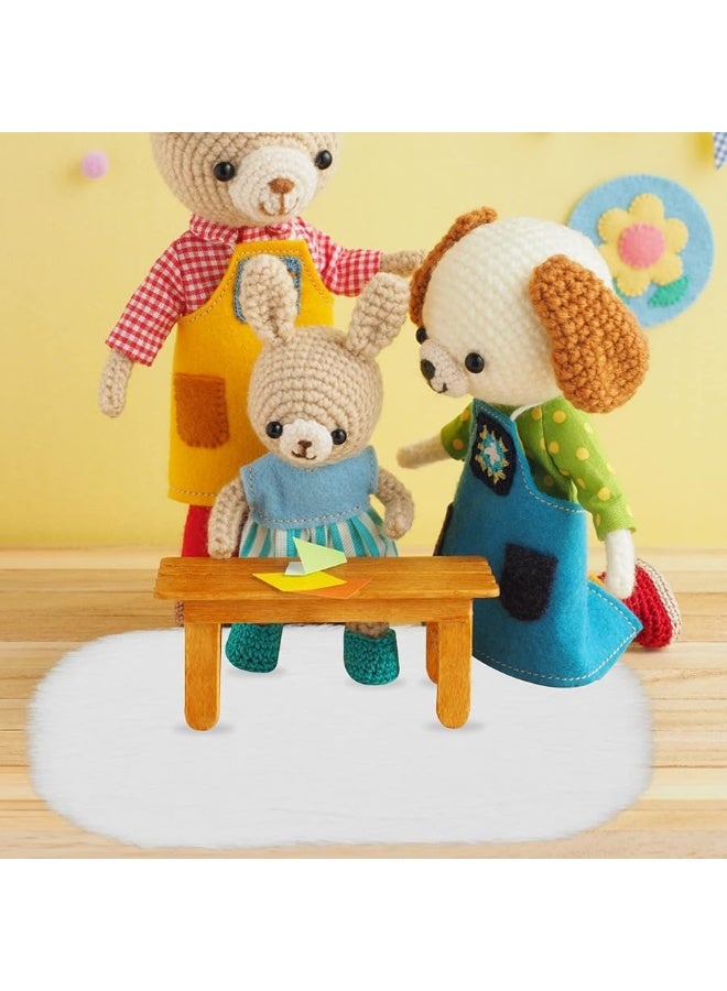 Cobee 2Pcs Miniature Carpets, 1:12 Dollhouse Wool Rug Dolls House White Furry Rugs Mini Furniture Dollhouse Accessories Play Set