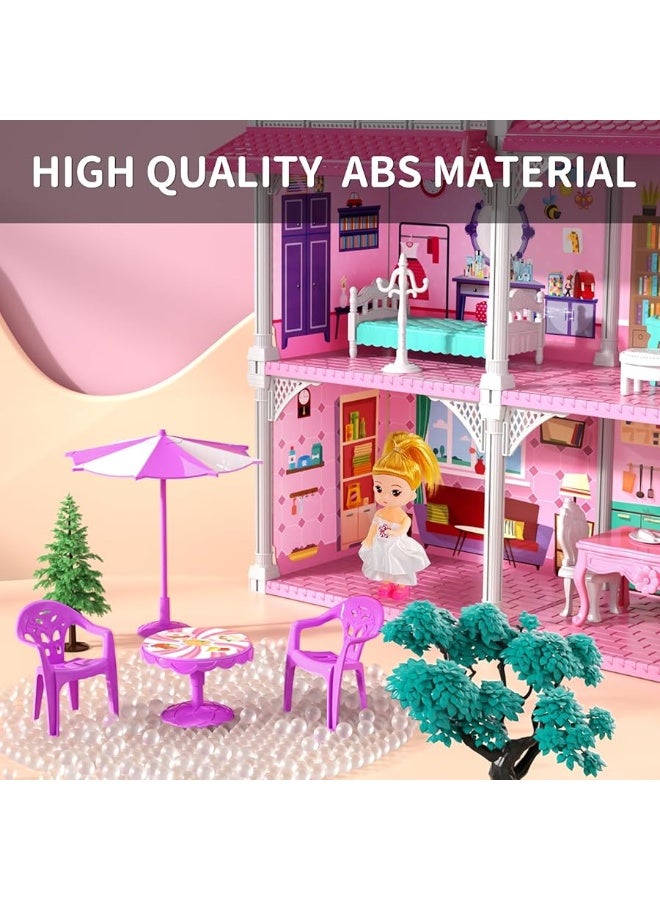 Luxury Dollhouse Girls Toys- 4-Story 12 Rooms 4-5 Year Old with 2 Dolls, Dollhouse Furniture Accessories, Pretend Cottage Toy, Toddler for Kids Ages 3 4 5 6 7