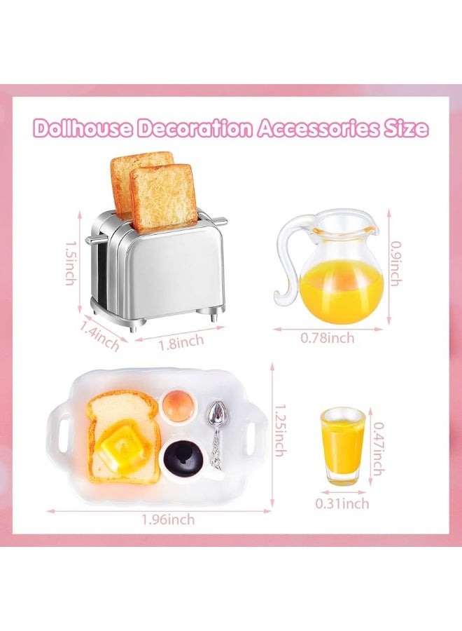 Dollhouse Decoration Accessories 1:12/1:6 Dollhouse Miniature Scene Model Mini Kitchen Accessories Set Scene Breakfast Set Pretend Toy DIY Birthday Gift Decor (Juice, Butter, Bread Machine Set)