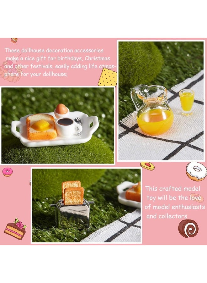 Dollhouse Decoration Accessories 1:12/1:6 Dollhouse Miniature Scene Model Mini Kitchen Accessories Set Scene Breakfast Set Pretend Toy DIY Birthday Gift Decor (Juice, Butter, Bread Machine Set)