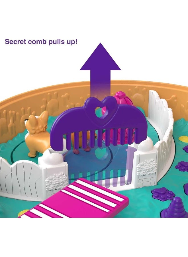 Polly Pocket Compact Playset, Corgi Cuddles with 2 Micro Dolls & Accessories, Travel Toys with Surprise Reveals (Amazon Exclusive)