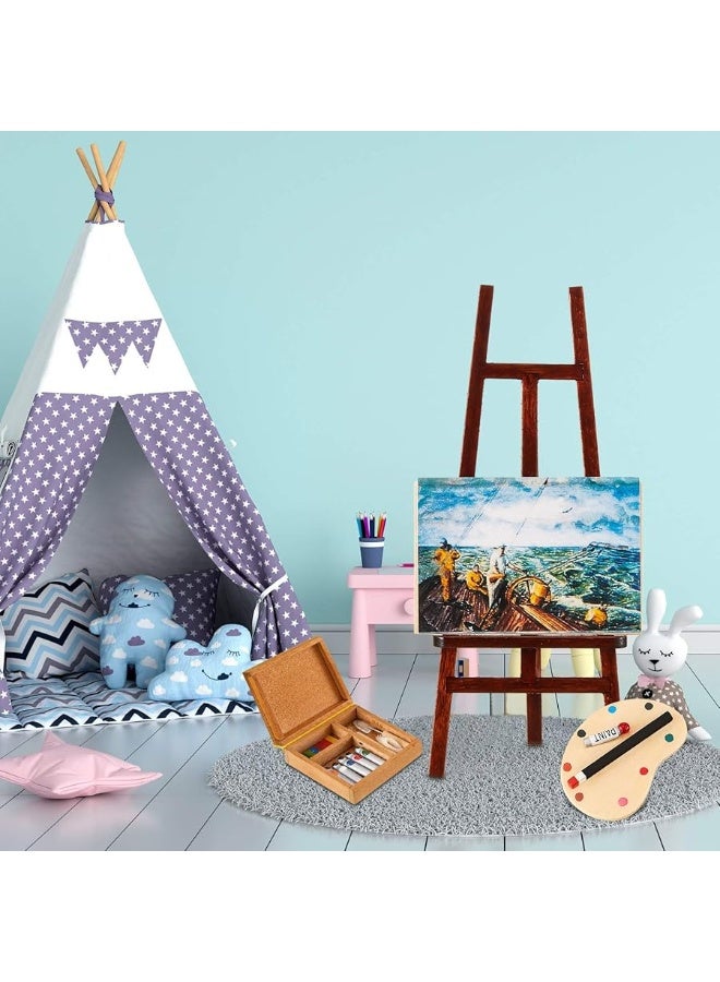 Skylety 3 Pieces 112 Miniature Dollhouse Painting Tool Accessories Set Wooden Easel Oil Painting Furniture Decoration Miniature Palette Watercolor Box Miniature Dollhouse Furniture Painting for Dolls