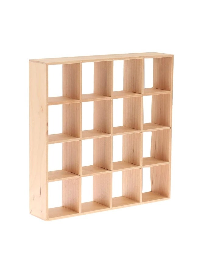 1: 12 Dollhouse Miniature Wooden Storage Rack 16 Grid Shelves Doll House Wall Rack Bookshelf Display Dollhouse Furniture Accessories