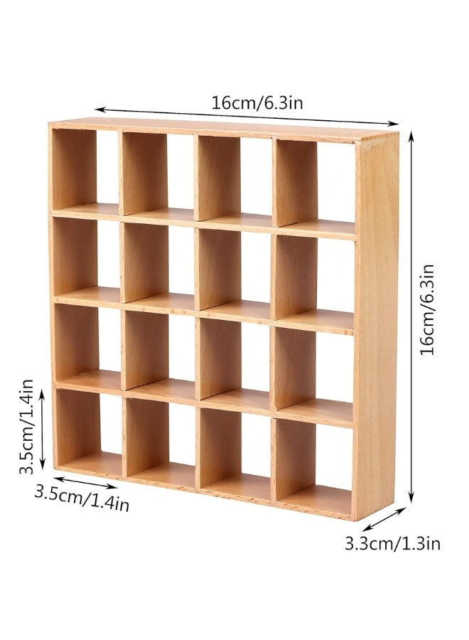 1: 12 Dollhouse Miniature Wooden Storage Rack 16 Grid Shelves Doll House Wall Rack Bookshelf Display Dollhouse Furniture Accessories