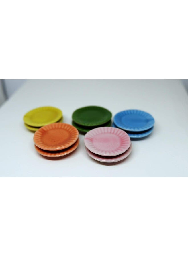 10 Mixed 4 Colour Cearmic Plate Dish Bowl Dollhouse Miniatures Food Kitchen 1 Shop for You