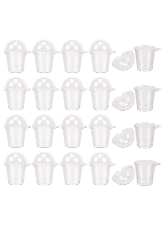 20Pcs Mini Frappuccino Cup Cold Coffee Cup Dollhouse Miniature Simulation Plastic Cup Cake Ice Cream Cups(with Doming Lid)