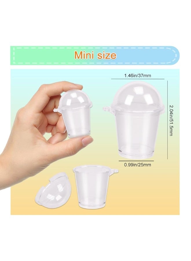 20Pcs Mini Frappuccino Cup Cold Coffee Cup Dollhouse Miniature Simulation Plastic Cup Cake Ice Cream Cups(with Doming Lid)